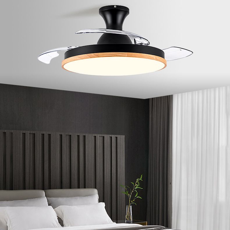 Semi Flush Mount Fan Light Minimalist Round Ceiling Light with Retractable Blades