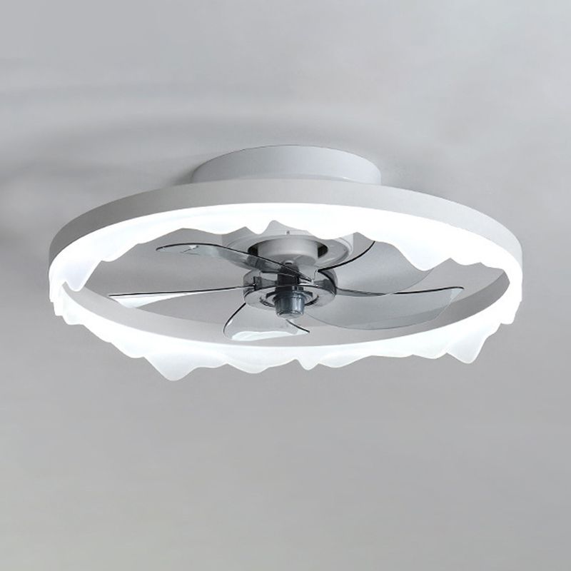 Modernism 5-Blade Ceiling Fan Metallic Black/White Fan with Light for Room