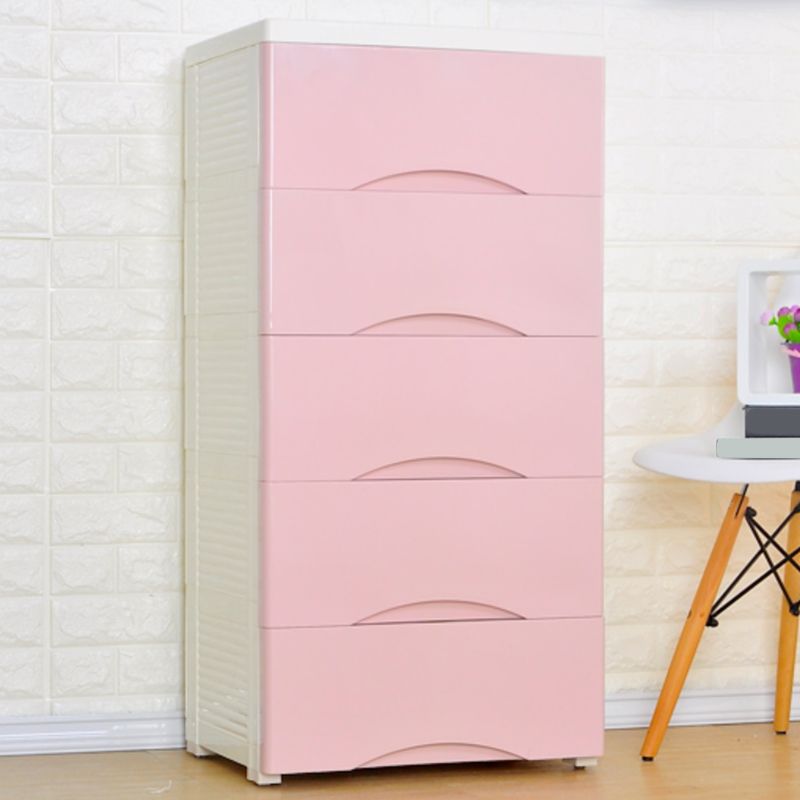 Scandinavian Plastic Kids Dressers Vertical Kids Furniture with Drawers for Bedroom