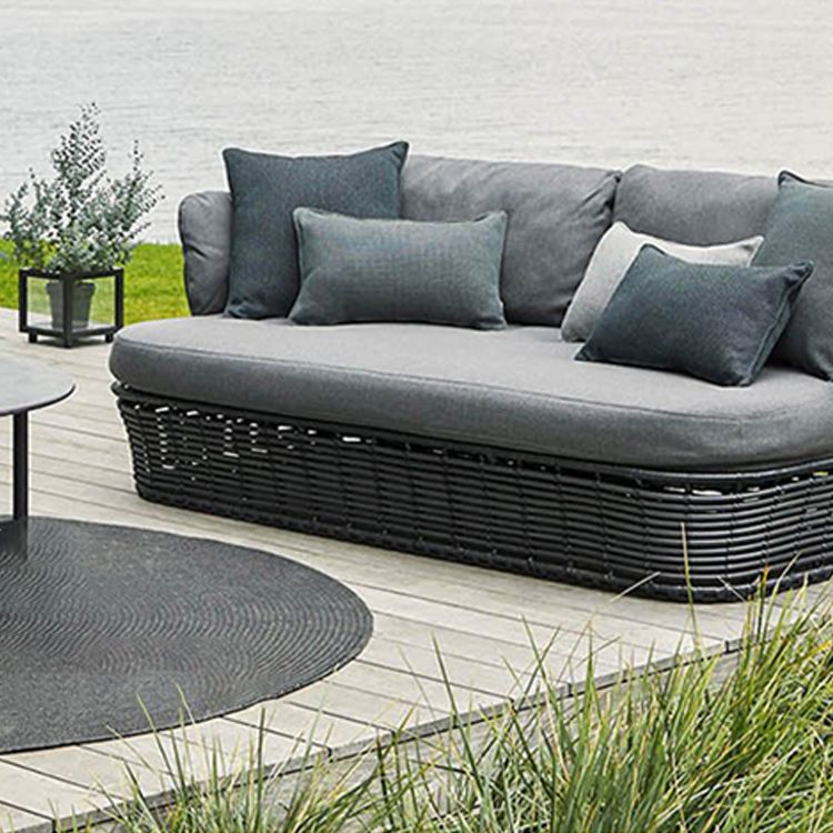 Modern Tropical Outdoor Patio Sofa Metal Water Resistant Patio Sofa with Cushions