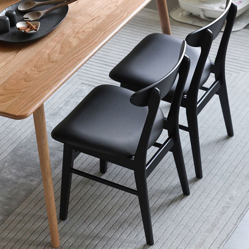 Contemporary Style Dining Chairs Armless Side Chairs with Wooden Legs