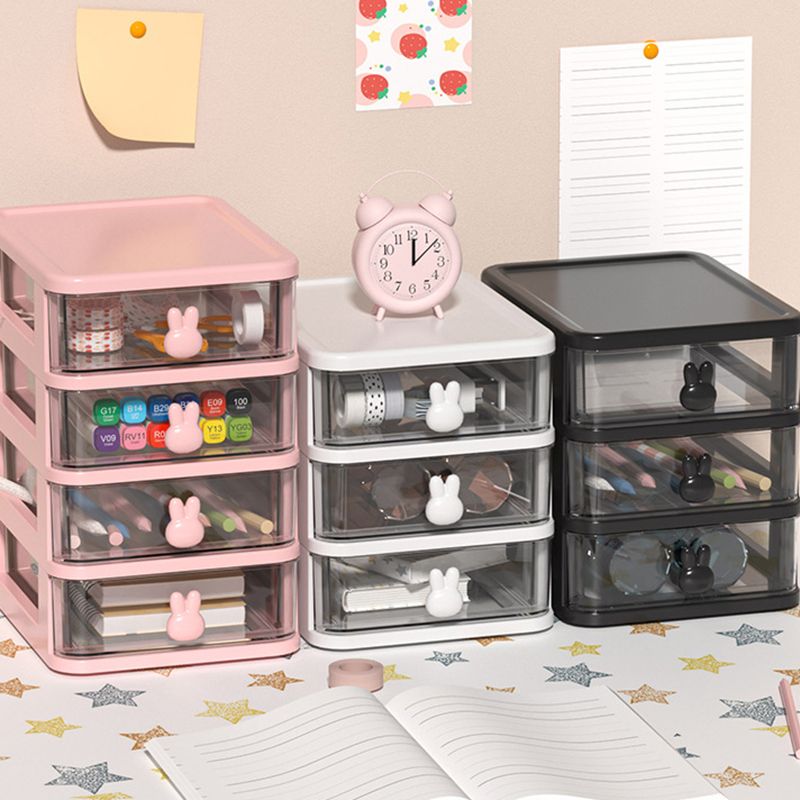 File Cabinet Rabbit Drawers Vertical Transparent Plastic File Cabinet for Home or Office