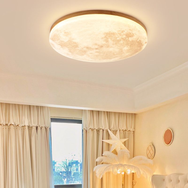 Japanese Style Wooden Ceiling Light Round Shape Ceiling Lamp for Living Room