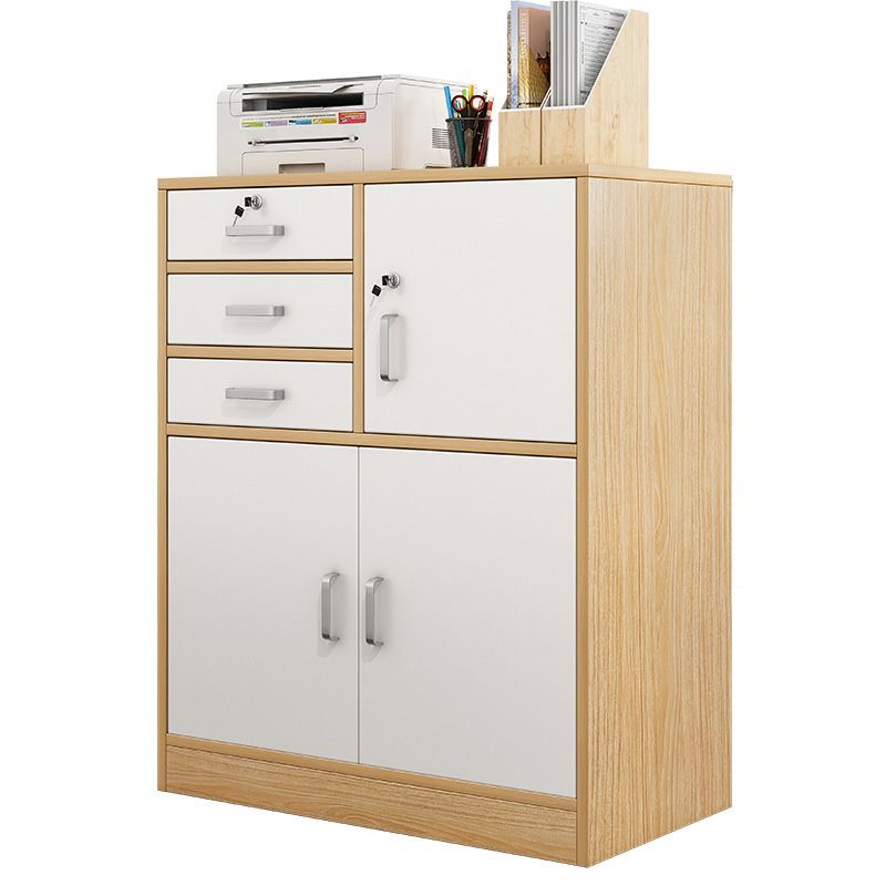 Nordic Style Filing Cabinet Color Block Drawers Wood File Cabinet for Home Office