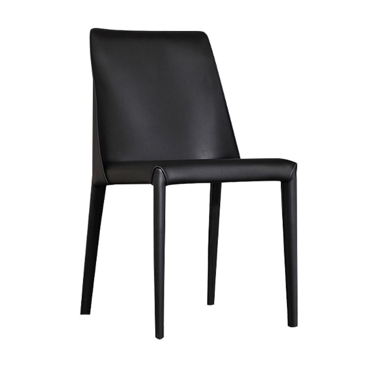 Modern Parsons Side Chair Matte Finish Leather Curved Armless Chair