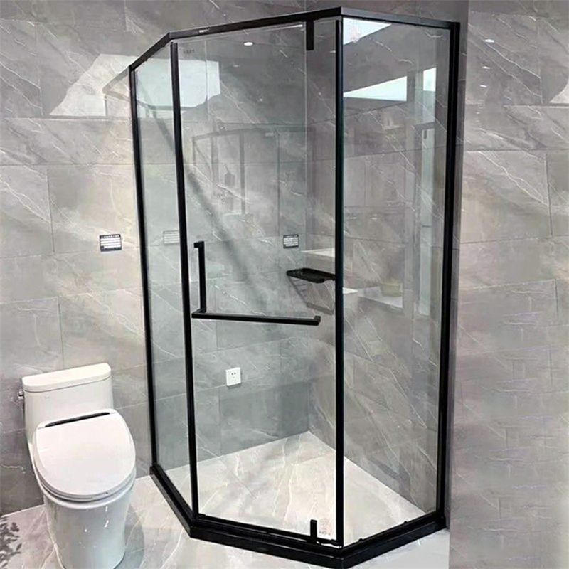 Metallic 77" H Framed Pivot Shower Doors Tempered Shower Door