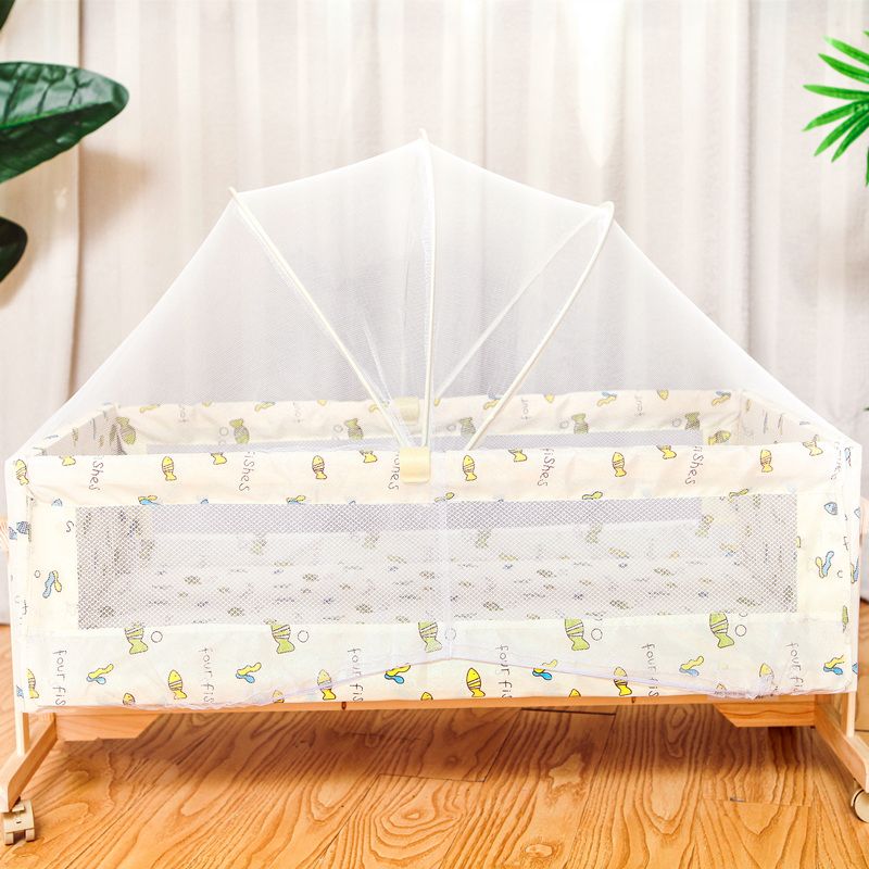 Solid Wood Rectangle Bassinet Rocking and Gliding Crib Cradle for Baby