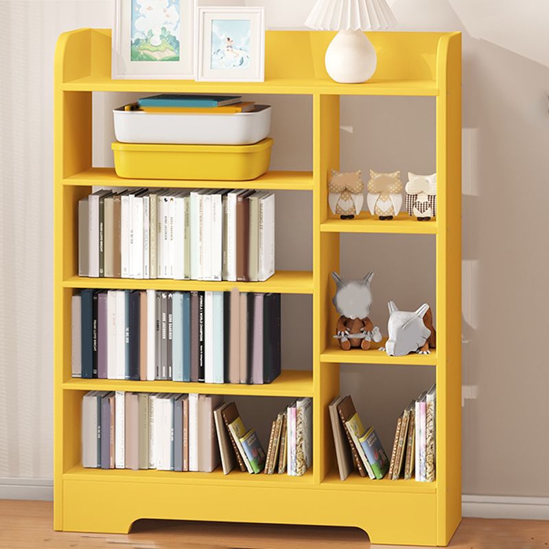 Modern Wood Book Shelf Freestanding Standard Kids Bookshelf in Blue/White/Yellow