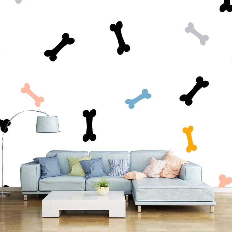 Whole Dog Bones Mural Wallpaper Moisture Resistant Cartoon Child Bedroom Wall Art