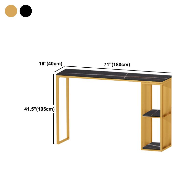 Stone Contemporary Cocktail Bar Table with Storage Rectangle Counter Table