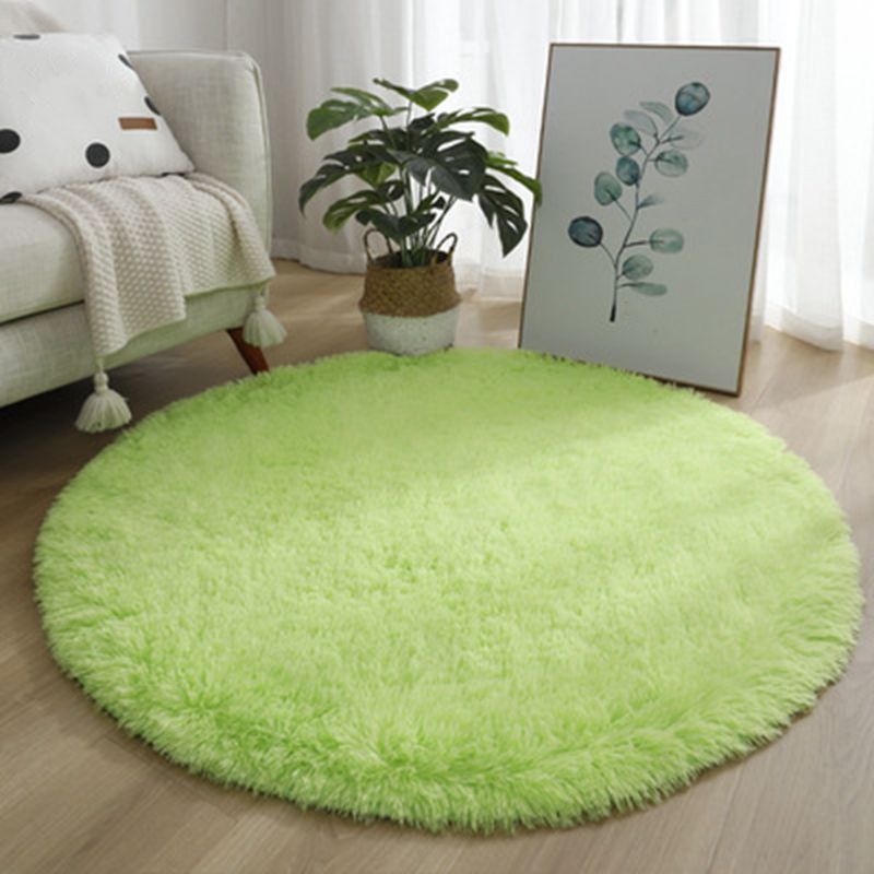 Modern Bedroom Plush Round Rug Polyester Carpet Anti-Slip Backing Rug for Living Room