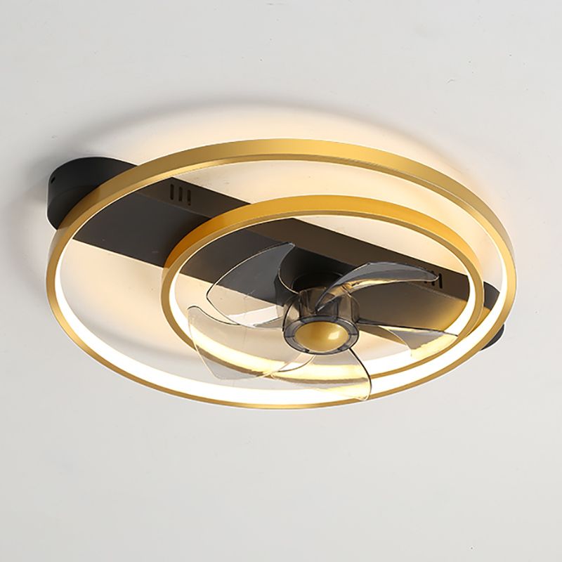 Modern Simple Metal Ceiling Fan Lamp Geometry LED Ceiling Fan Light for Living Room