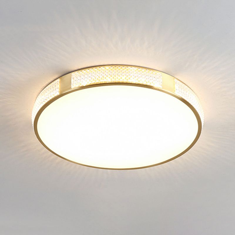 Contemporary Flush Light Brass and Acrylic Ceiling Lighting for Bedroom