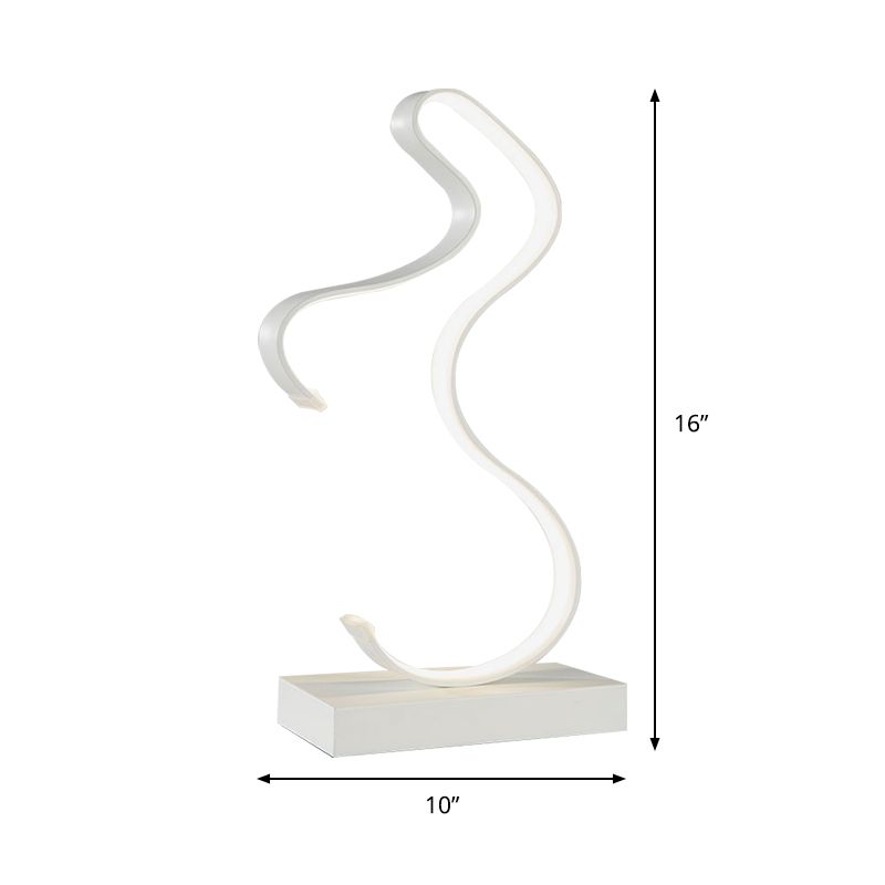 Éclairage de tâche en acrylique courbé minimalisme LED Blanc Small Lampe de bureau en blanc / lumière chaude pour chambre à coucher