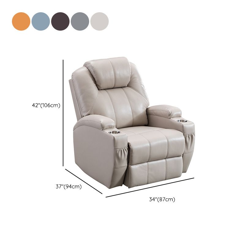 Contemporary Recliner Chair Metal Solid Color Swivel Rocker Indoor Cup Holders