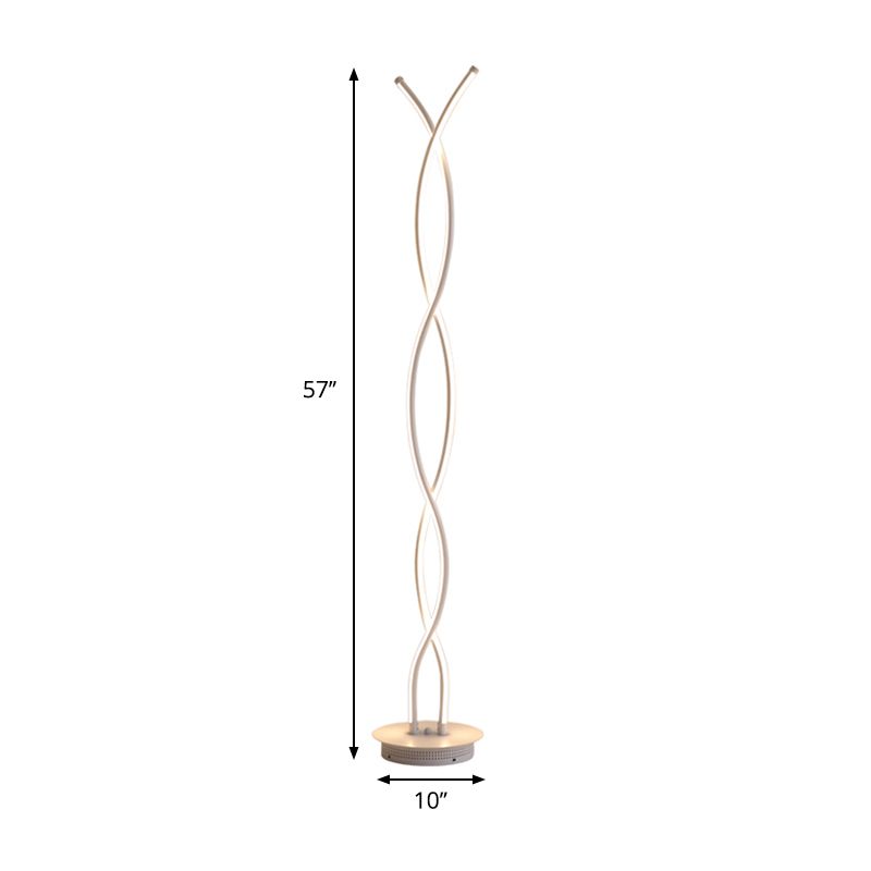 Acrylic Spiral Linear Standing Floor Lighting Simplicity LED White Floor Reading Lamp for Bedroom