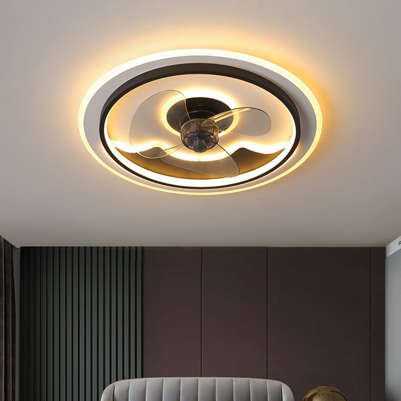 Round Modern Ceiling Fan Mount Metal and Acrylic LED Fan Ceiling Light