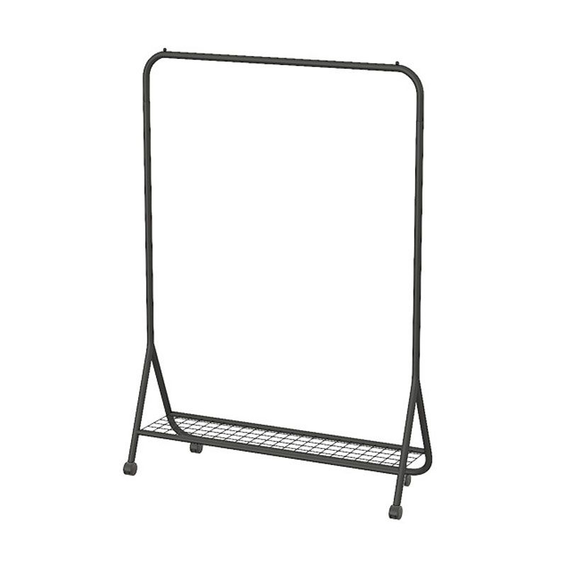 Contemporary Coat Hanger Free Standing Metal Coat Rack with Storage Shelving