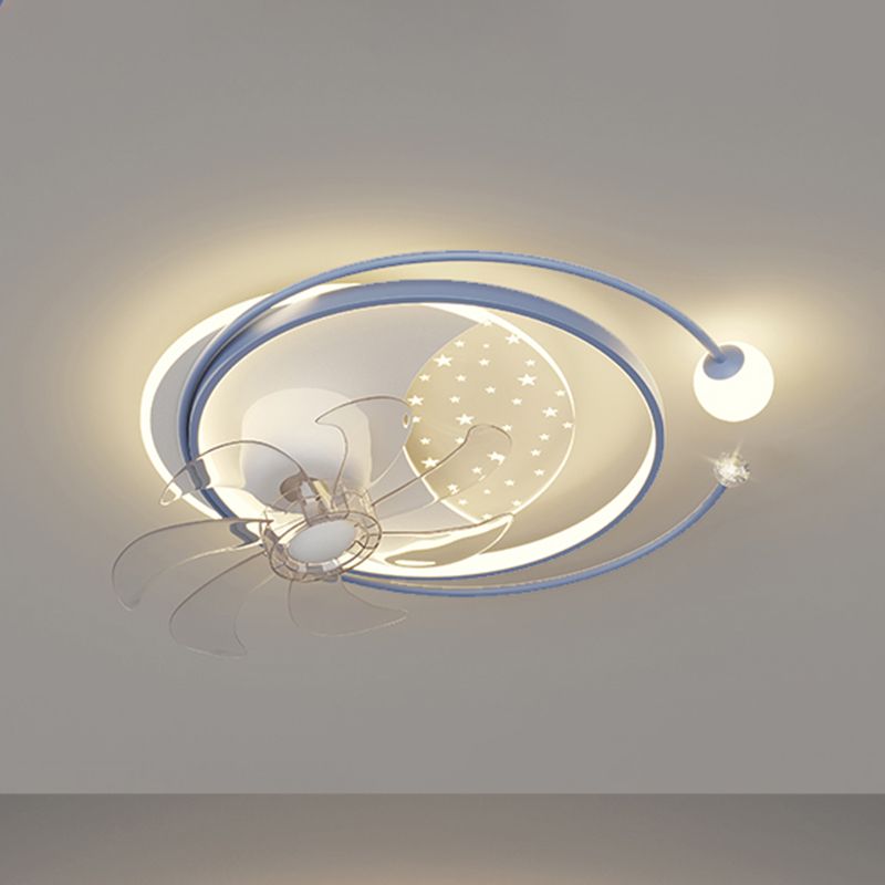 Modern Ceiling Fan in 3 - Colors Metal and Acrylic LED Fan Lighting with Crystal Accent