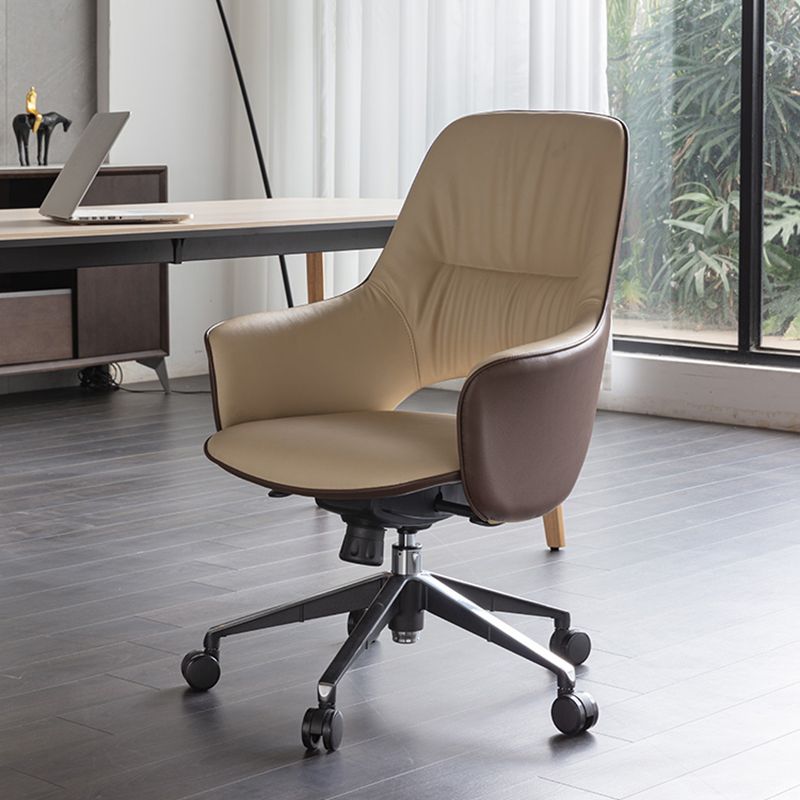 Rotatable Office Chair Metal Frame Leather Desk Chair for Home and Office