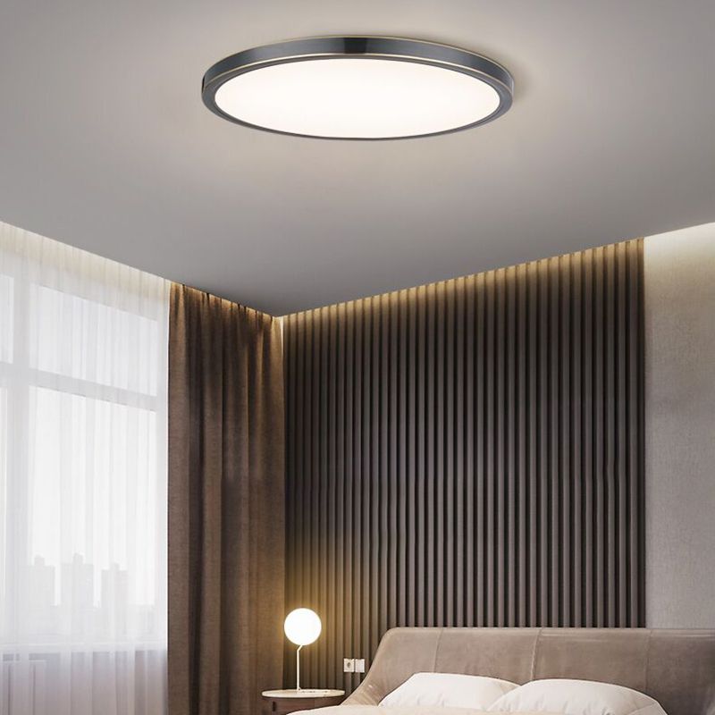 Metal LED Modern Flush Mount Circle Shape Ceiling Light with Acrylic Shade for Living Room