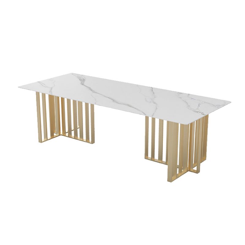 Rectangular Shaped Office Conference Table Slate Writing Desk in White