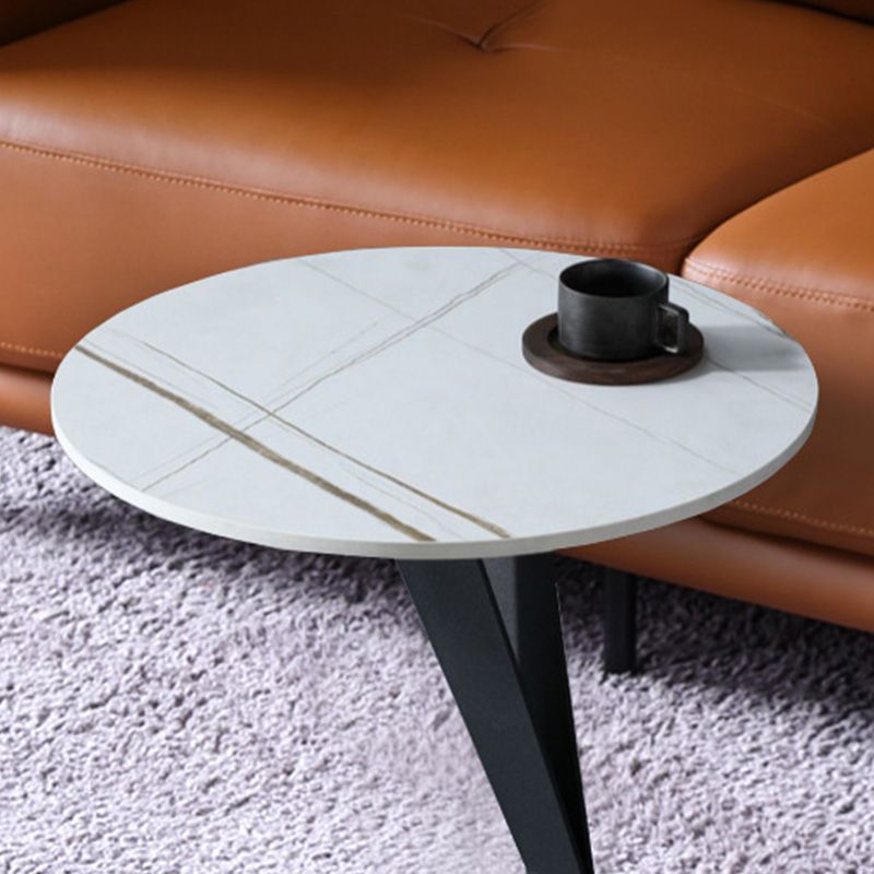 Marble Top End Table Mental Pedestal Sofa Side End Table for Living Room