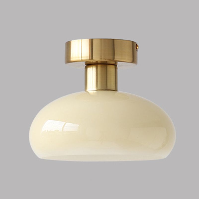 Modernism Glass Shaded Ceiling Light Golden/Chrome Flush Mount Lighting for Foyer