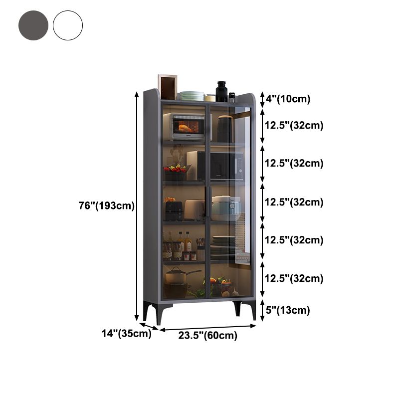 Glam Style Sideboard Engineered Wood Dining Sideboard with Glass Doors