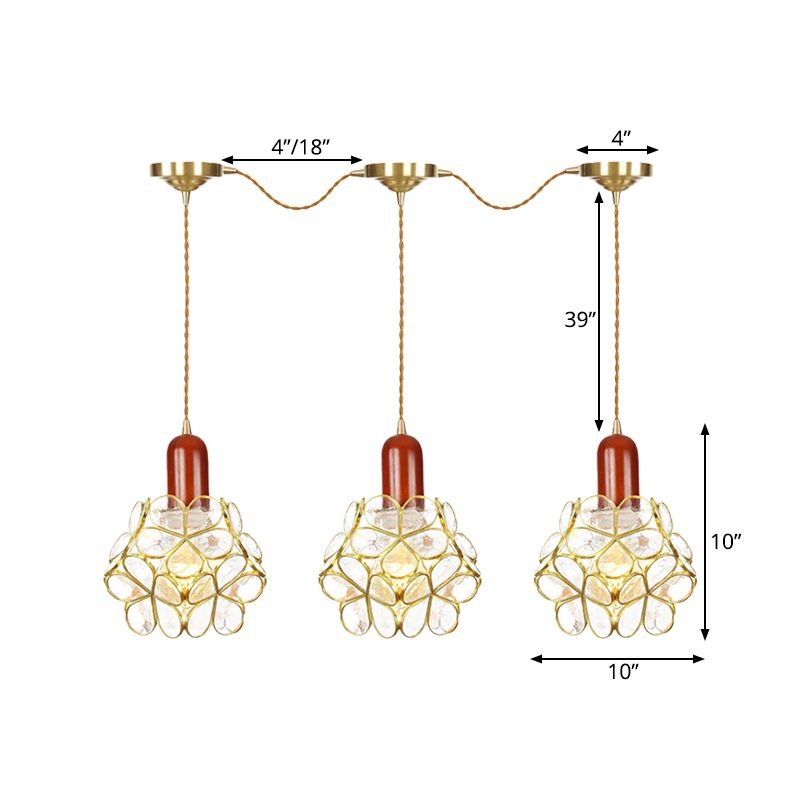 Metal Gold Cluster Pendant Light Floral 3/5/7 Heads Tradition Series Connexion Plafond Plafond