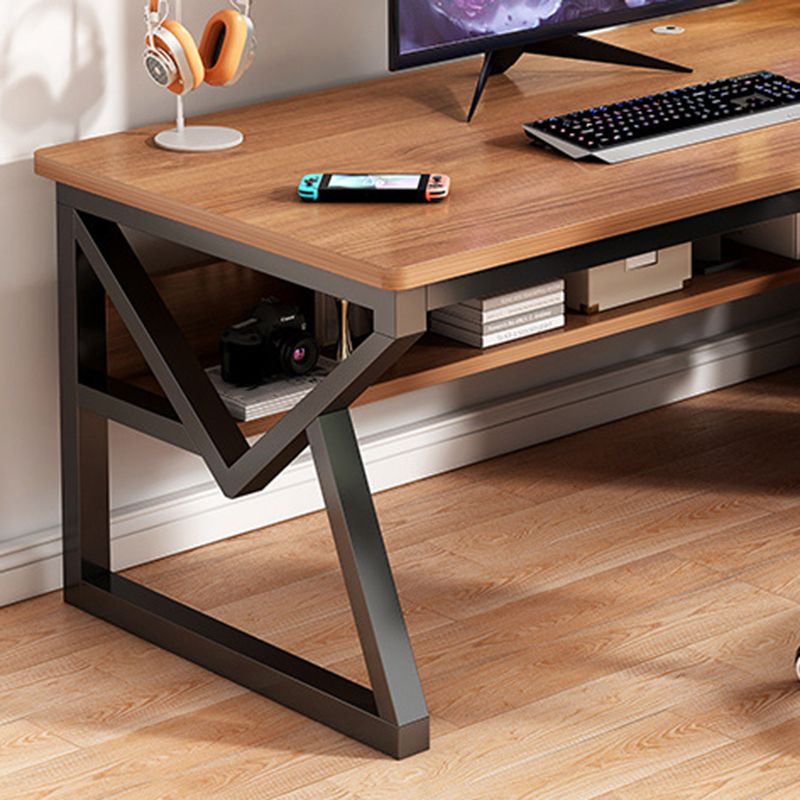 Wooden Office Desk Antique Finish Modern Computer Desk with Metal Legs