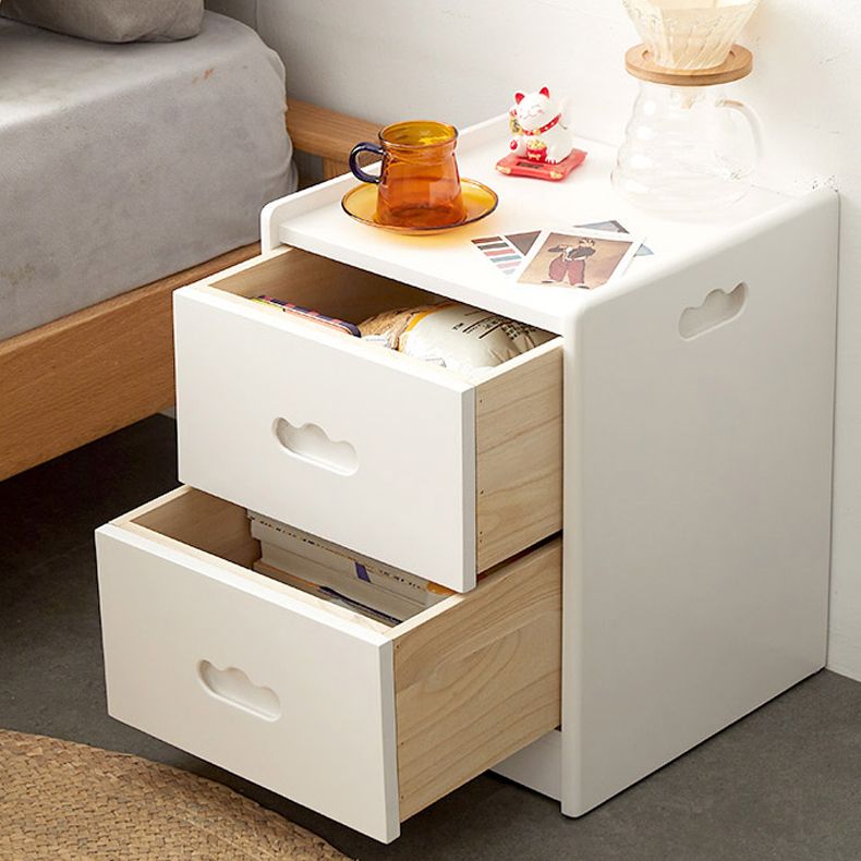 Storage Narrow Nightstand Solid Wood Kids Bedside Table with Drawers