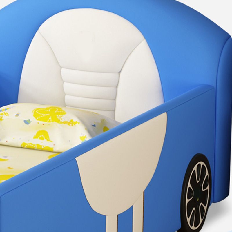 Contemporary Blue Bed with Storage and Headboard Cars Theme Bed