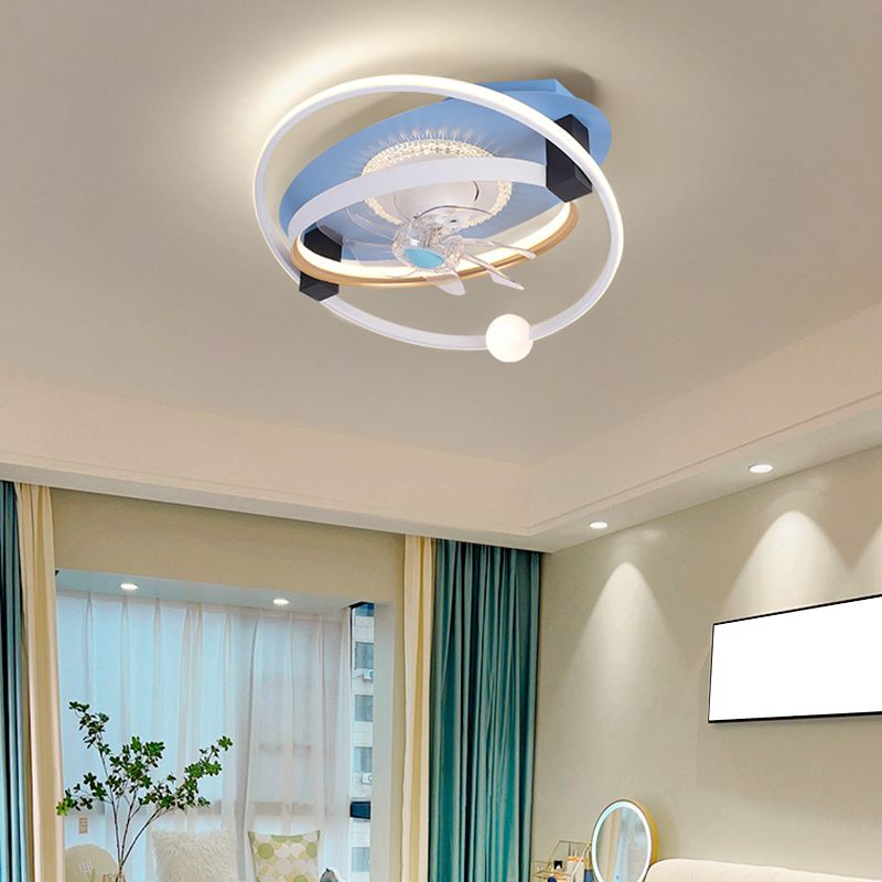 7-Blade Polish Finish Ceiling Fan LED Children Fan with Light for Room