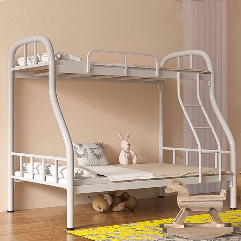 Contemporary Bunk Bed Metal Slat Headboard with Guardrail Kids Bed