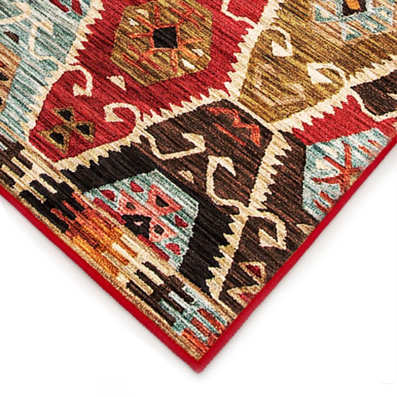 Elegant Red Tone Nostalgia Carpet Polyester Medallion Indoor Rug Stain Resistant Rug for Home Decor