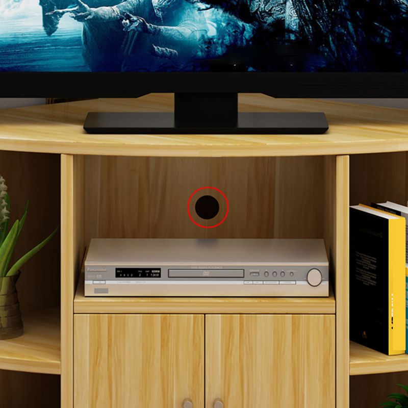 Modern Style TV Stand Wood Open Storage TV Console for Corner