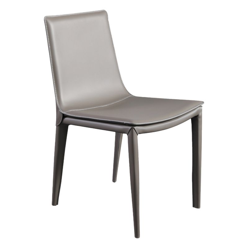 Minimalist Armless Solid Back Chairs for Home Leather Dining Chairs