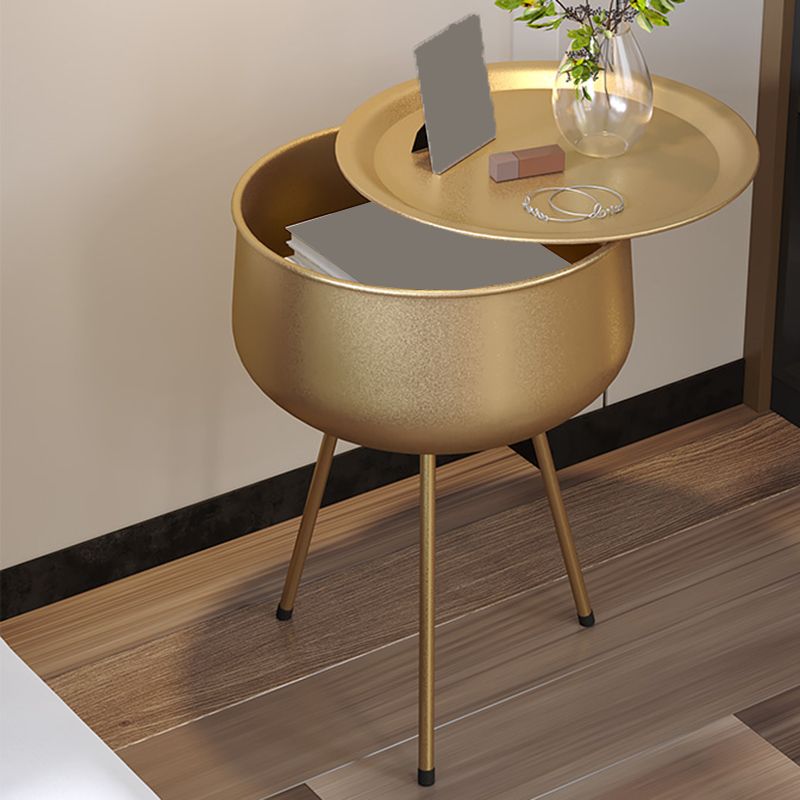 Iron Modern Night Table Round Metal Non-Storage Nightstand with Legs