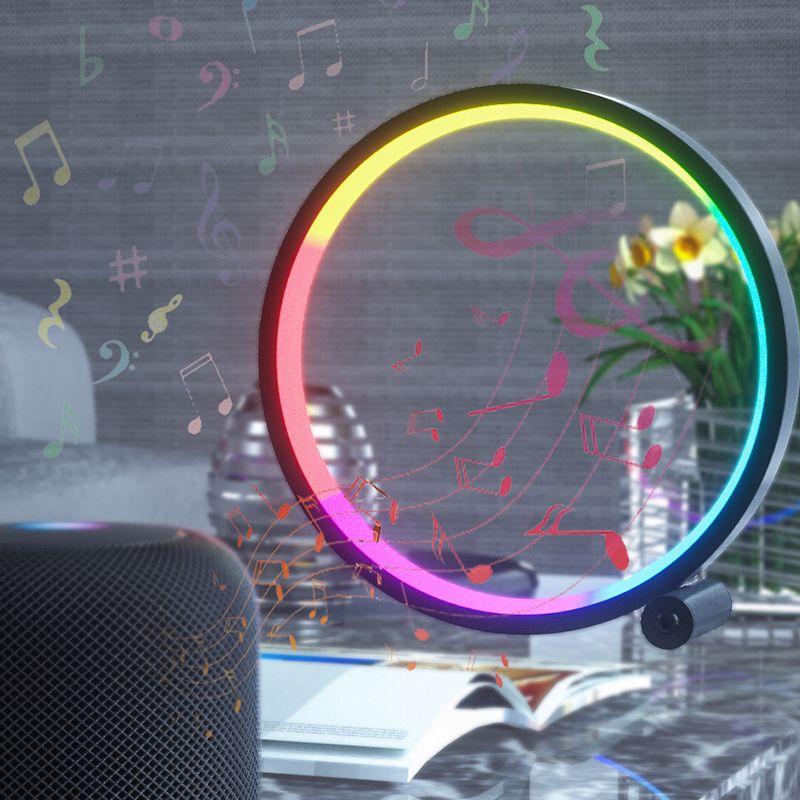 Metallkreis Tischlampe Nordic RGB Musical Rhythmus Schreibtischlampe für Schlafzimmer