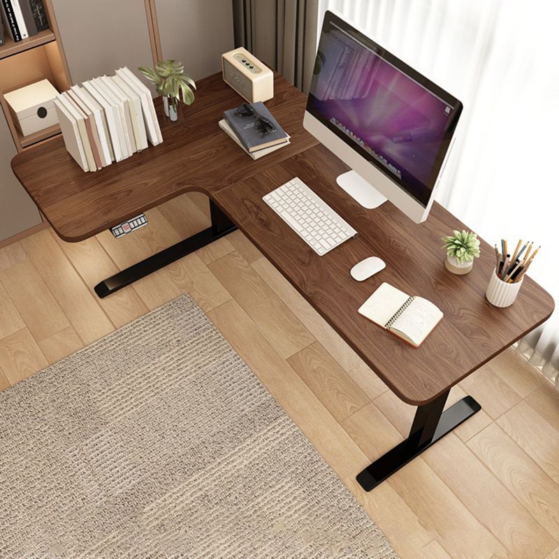 Contemporary Home Computer Desk Adjustable Height L-Shape Writing Desk