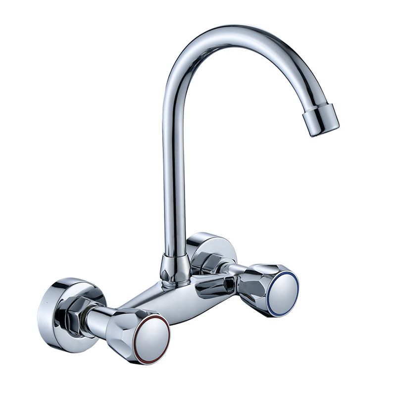 Modern Bridge Faucet Brass Knob Handle Swivel Spout Wall Mounted Pot Filler Faucet