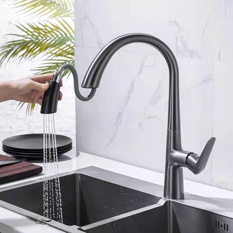 Modern 1-Handle Faucet Pull down Stainless Steel Standard Kitchen Faucet