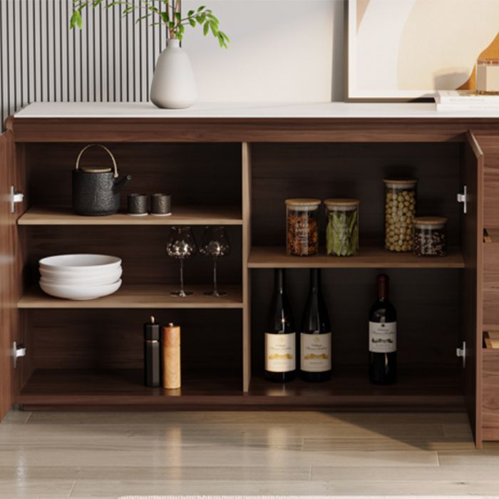 Brown Buffet Sideboard with Drawers Contemporary Dining Server