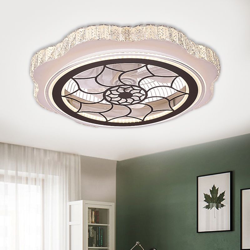 Sunflower/Plum Blossom/Star Patrón colgante Luz de ventilador Modernos de corte rectangular de 23.5 "W LED White Semi-Flush Monte