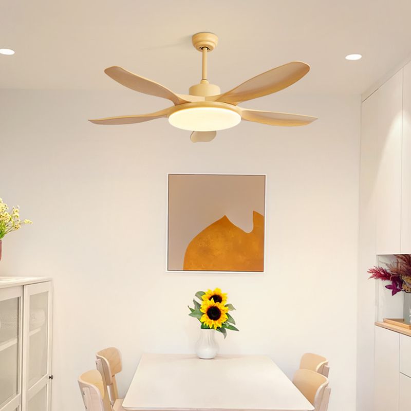 Fan Shape Wood Ceiling Fans Modern Style 1 Light Flush Ceiling Fan in Brown