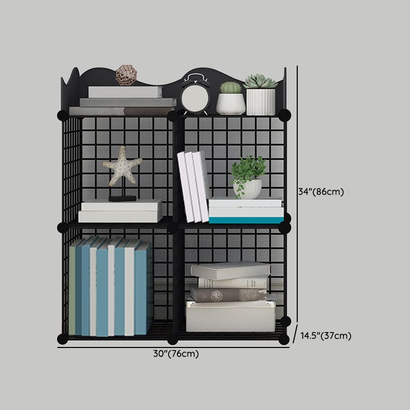 Industrial Closed Back Cubby Storage Bookcase Metal Bookshelf in Black