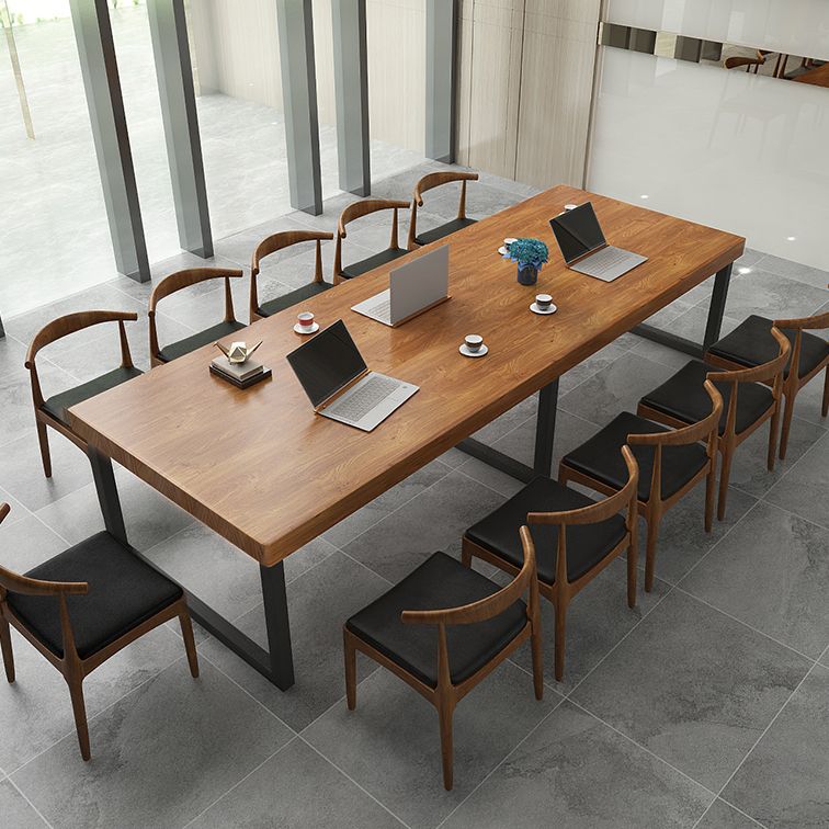 Pine Wood Meeting Table Industrial Rectangle Office Working Table