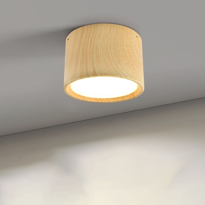 Modern LED Metal Flush Mount Cylinder Shape Ceiling Light with Acrylic Shade for Bedroom