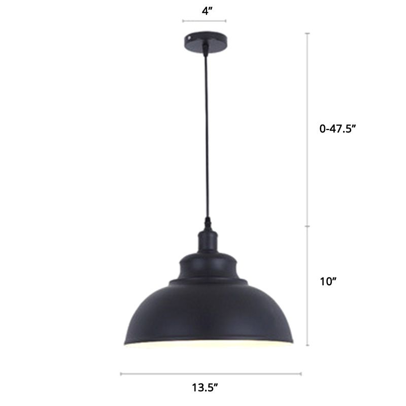 Bowl Shade Restaurant Hanging Lamp Factory Style Metal 1 Head Pendant Ceiling Light